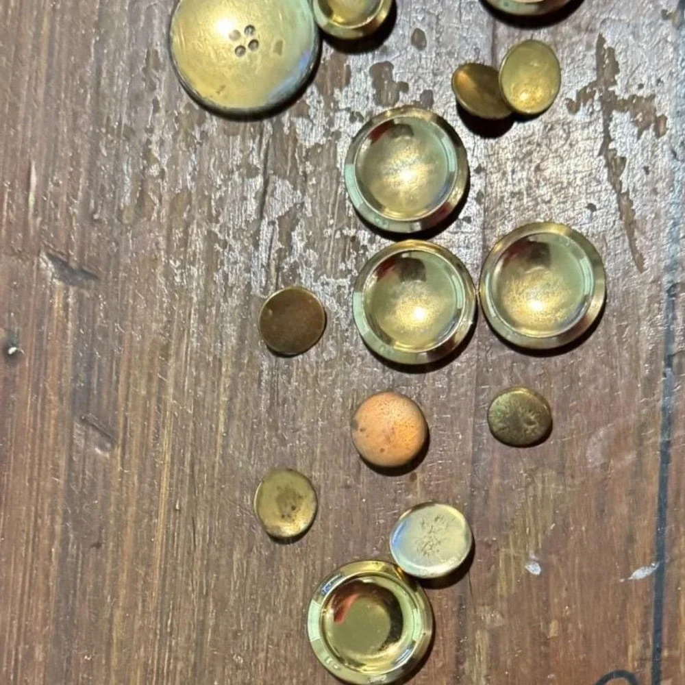 Vintage Mixed‎ Brass Gold Tone Buttons Lot Domed Blazer Flat Craft Sewing 15pc
